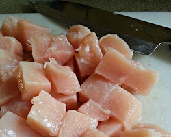 Boneless, skinless chicken breast cut into cubes