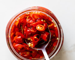 Sliced chili peppers