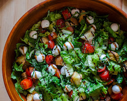 Bruschette with a salad