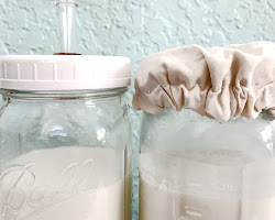 Glass jar with fermented milk