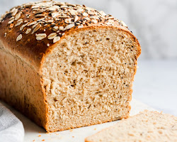 Healthy oat and flaxseed bread sliced