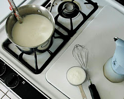 Milk in a pot on the stove
